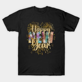 New Year's Eve Happy New Year 2024 Party Leopard T-Shirt